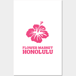 pink and yellow hibiscus flower market honolulu Posters and Art